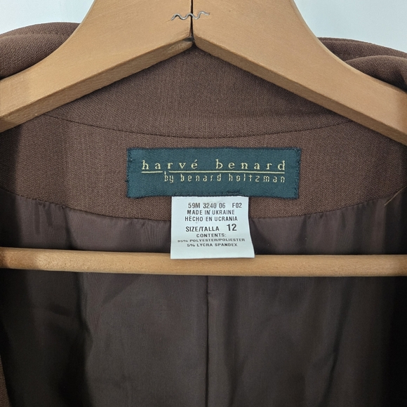 Vintage Harve Bernard Women's Longline Trench Coat Size 12 Brown Dark Academia - Picture 10 of 12
